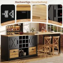 Mesa de cocina extensible, mesa de comedor multifuncional con aparador, superficie de mesa giratoria 360°, mesa de cocina extensible con gran espacio de almacenamiento, mueble de pared para salón, negro - Ver 5
