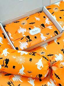 10/20/25/50 Sheets Orange Ghost Cat Pattern Tissue Paper, Suitable For DIY Crafts, Party Gifts, Halloween, Bouquet Wrapping, Clothing Packaging And Birthday Gift Decoration - Orange Ghost Cat - View 1
