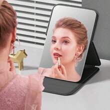 Small Foldable Makeup Mirror, Minimalist Portable PU Leather Ultra-Thin Lightweight Handheld Makeup Mirror, Compact Desktop Vanity Mirror, Travel & Daily Use, Pocket Mini Makeup Mirror, Women & Girls Daily Makeup Accessory - A - View 8