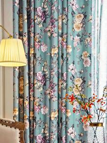 1PC Oil Painting Style Large Rose 70% Blackout Curtain, Grommet Top Printed Floral Botanical Vintage Fabric Curtain, Suitable For Holiday Home Decor - Multicolor - View 6