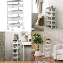 5-Tier Storage Trolley On Wheels - White - T0001-01-3571 - View 2