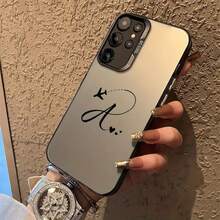 [24h Versand Aus DE/FR/ES]Minimal Airplane Heart Cursive Letter Print Mirror Phone Case Gift For Women Girls, Compatible With IPhone 17 17Air 16e 15 14 13 12 11 Plus Pro Max,  Galaxy S21 S22 S23 S24 S25 S26 Ultra Edge Fe Plus,   Shockproof Aesthetic Protective Cover, Ideal Birthday Travel Lover Surprise Present - 1 - View 3