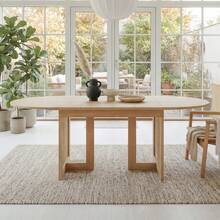 Extendable Dining Table 120/160 * 80, Suitable For 6-8 People, Dining Table With Rounded Corners, Thickened Tabletop, Simple Style Extendable Dining Table, Rattan Table Legs, Oak Color. - Oak + MDF - View 4