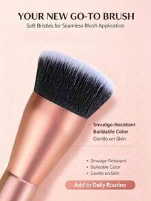 1pc Large Foundation Brush With Dense Soft Synthetic Bristles, Blending And Concealing, Suitable For Liquid And Cream Foundation Facial Makeup Tool - Orange - View 5