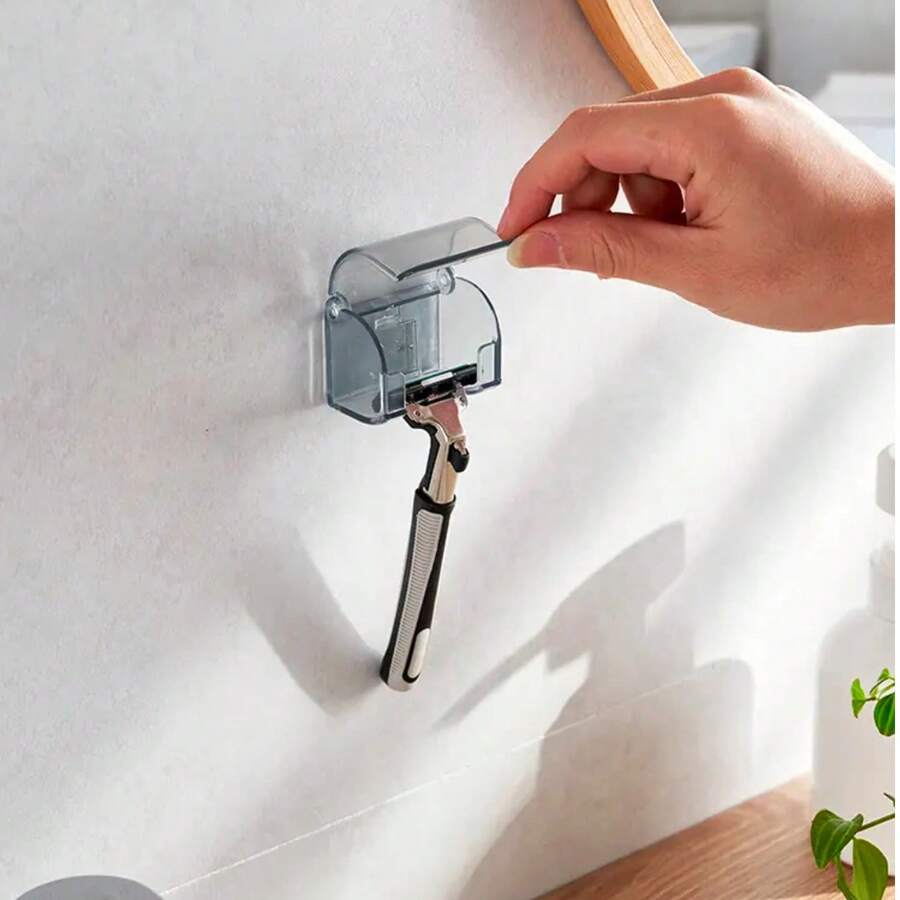 2 Packs Waterproof Self-Draining Toothbrush & Razor Holder, Wall-Mounted Bathroom Storage Organizer - 2pcs Razor Holder - View 1