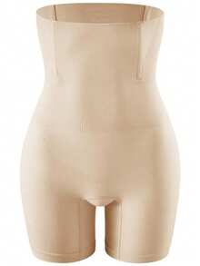 Cinta Modeladora Short Tira Barriga C/ Barbatanas Não Enrola - Bege - Visão 7