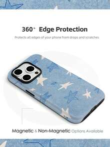 Casing Ponsel PC+TPU 2-in-1 Motif Langit Berbintang Biru & Putih, Kompatibel dengan iPhone 11-17 Pro/ProMax/Air dan Galaxy S26/S25, Casing Ponsel Serasi, Hadiah, Pelindung Ponsel - Magnetik Matte - View 3