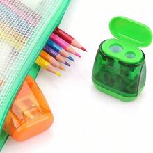 4pcs Manual Pencil Sharpeners - Dual Hole Portable Design, Suitable For Students, Office, Classroom And Home Office (Random Color) Back To School - Multicolor - View 3
