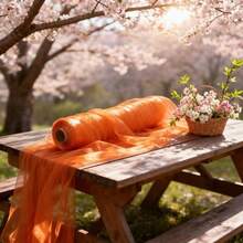 High Quality Orange Sheer Net Fabric Roll - Wrinkle Resistant Polyester Tulle For Wedding Arch, Doorway Curtain, Balcony Decoration, Craft Projects And Festive Gift Packaging - View 2