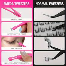 3pcs Pink Plastic Flat Head Tweezers, Portable Makeup Clips, DIY Eyelash & Eyelid Application Beauty Tools - 3pcs Pink - View 5