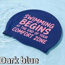 1PC Long Hair Swim Cap Silicone Swimming Cap-"SWIMMING BEGINS OF YOUR AT THE END COMFORT ZONE" Ponytail Friendly Waterproof Soft Elastic Anti Slip Pool Hat For Women Men Adults - Multicolor - View 16