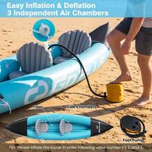 10.5 FT Inflatable Kayak 2 Person With Aluminum Paddles Fin Seats And Foot Pump - Default Title - View 5