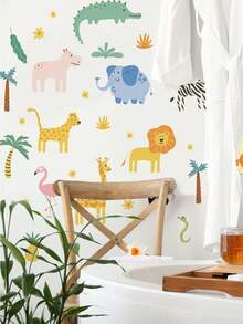 1pc,Cartoon Animal Decorative Wall Sticker,Hot Air Balloon Bear,Dinosaur Excavator,Colorful Cartoon Animal Wall Sticker,Baseboard Sticker,PVC Self-Adhesive Removable,Suitable For Bedroom,Living Room,Study,Dining Room,Bathroom,Home Wall Decoration,Room Decoration,Etc. - Multicolor - View 12