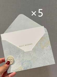 1/5 Set European Style Gold Foil Envelopes With Gold Foil Greeting Cards And Wax Seal Stickers, Glitter Embossed Floral Pattern Letter Paper Invitation Cards For Romantic Wedding Party, Wax Seal Set - Language Of Flowers - View 18