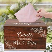 1pc Deep Brown Wooden Box, Suitable For Wedding, Birthday, Compact And Exquisite, Can Be Placed At Wedding Check-In Counter Or Main Table To Become A Gentle Landscape, Made Of Solid Wood - 1PC - View 12