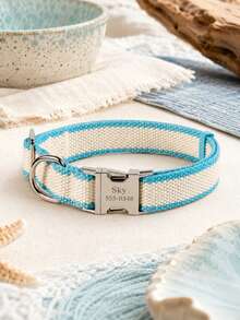 Collar personalizado para mascotas, tarjeta de identificación con nombre y número de teléfono grabados, viene con un collar de perro de nailon con cordón, collar de , adecuado para perros y gatos de tamaño pequeño y mediano, perfecto para que los dueños de mascotas personalicen regalos de cumpleaños - Multicolor - Ver 13