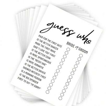 20pcs He Said She Said Wedding Game Cards, Bride Or Groom Fun Q&A Challenge Cards, Bride Or Groom Checklist Game, Suitable For Bridal Shower, Bachelorette Party, Engagement Party And Wedding Reception Interactive Games