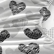 3pcs Plaid Pattern & Heart Element Bed Sheet Set, Fashionable & Romantic, Set Includes [1 Bed Sheet + 2 Pillowcases] No Pillow Inserts, 100% Polyester/Pillowcase Color Random New Modern Style - Deep Pocket/Tight Fit/King/Queen/48H No Slipping/Suitable For Various Holidays And Daily Use | Double/Full Size/Easy To Use/High-End Luxury Classic Design Bedding, Soft Fabric, Skin-Friendly, Comfortable, Suitable For Bedroom, Hotel, Dormitory, - Heart Love - View 8