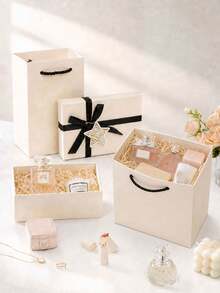 3pcs Gift Box Set, Ribbon Bow Gift Box, Suitable For Holiday Gift Packaging, Birthday/Christmas/Valentine's Day/Halloween/Wedding Holiday Gift Packaging Supplies - Off-white - View 12