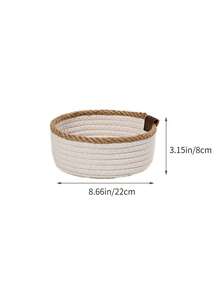 1pc Desktop Woven Storage Basket, Minimalist Round Organizer Bin For Entryway Clutter, Suitable For Storing Cosmetics, Remote Controls, Skincare Products And Keys, Home Bedroom Decor - Multicolor - View 10