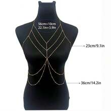 1pc Influencer Style Body Chain, Delicate Thin Chain, High Slit Long Dress Photography Body Chain - HK0038 - View 6