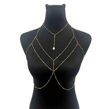 1pc Minimalist Single Layer Women's Chest Chain Jewelry, Non-Fading Skin-Friendly, Versatile Slimming Chest Ornament For Island Vacation Swimwear - HK0041 - View 8