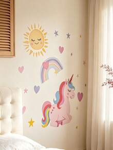 Girls Rainbow Unicorn Heart Self-Adhesive Wall Sticker Home Decor Gift - Rainbow Horse - View 10