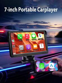 7英吋觸控螢幕Carplay便攜式車用音響，支援Android Auto、Car Play導航、語音控制、遠端連接/AUX/FM，車用收音機接收器，循環錄影，即插即用，適用於汽車、卡車 - CarPlay - 查看 2