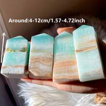 1pc Caribbean Calcite Tower With Irregular Holes. Semi-Crystalline Sodium Calcium Borate Crystal. Decorated With Natural Beach-Themed Blue-Green And B - Multicolor - View 6