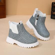 1 Pair New Soft Sole Baby Boots, Spring/Autumn Minimalist Side Zipper Comfortable Girls' Daily Wear Chelsea Ankle Boots - White - View 12