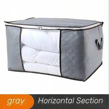 1pc Extra Large Handle Storage Bag, Portable Clothing & Bedding Organizer Bag With Transparent Window, Durable Polyester Material - Grey - View 3