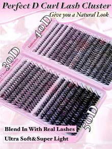 4-In-1 False Eyelash Set, Includes Tweezers And Eyelash Brush, Suitable For Beginners DIY Multiple Eye Makeup, Segmented Eyelash Clusters, Large Capacity, Applicable For Daily/Cartoon/Cosplay/Cat Eye/Fox Eye Makeup - D+ - View 7