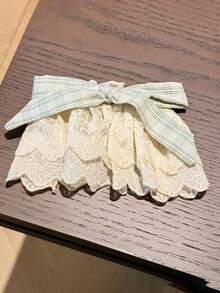 1件裝慵懶蝴蝶結蕾絲後腦勺髮夾 春季新款極簡風髮夾 - 彩色 - 查看 13