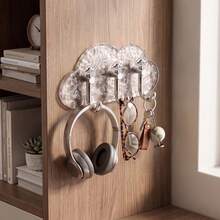 Luxury Water Ripple Cloud Design No-Drill Strong Adhesive Hooks, Bathroom Towel Rack, Entryway Key & Bag Holder, Bedroom Hair Tie & Jewelry Organizer, Kitchen Damage-Free Wall-Mounted Storage Hooks - Multicolor - View 5