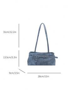 New Fashion Belt Decor Handbag & Shoulder Bag, Suitable For Parties, Gatherings, Outings, Vacations, Shopping And Daily Use, Can Store Coins, Phones, Also Suitable As Work Bag For White-Collar, College Students And Office Workers, Elegant Women's Bag - Blue - View 7