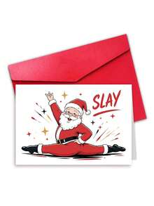 1pc "Slay Santa" Funny Christmas Card With Envelope - Humorous Comic Santa Greeting For Friends, Family & Coworkers, Blank Inside - A - View 10
