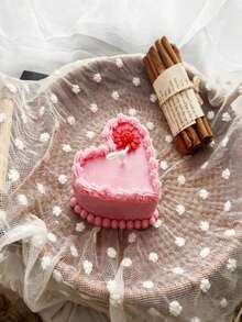 1 Heart-Shaped Silicone Mold, Reusable 3D Cream Cake Shaped Candle Mold, Gypsum Silicone Mold, Commemorative Candle Mold, Resin Mold. Suitable For Making Handmade Soap, Plaster, And Candles. Suitable For Occasions Such As Christmas And Birthdays. - White - View 3
