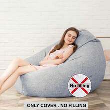 125*140cm Extra Large Bean Bag Cover, No Filling Included, Imitation Linen Polyester Fabric, Heavy-Duty Tatami Ottoman Lounge Cushion Cover, Suitable For Home, Outdoor & Beach Use, Multiple Colors Available - View 9
