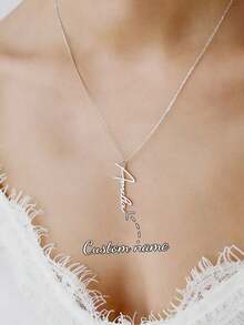 Collar con nombre personalizado de acero inoxidable, collar de cadena de caja dorada con fuente personalizada, regalo de joyería para novia, familia - Plata - Estilo 11 - Ver 3