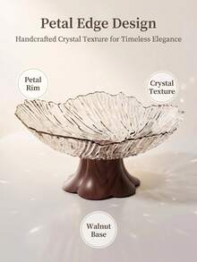 Petal-Shaped Crystal Textured Glass Fruit Bowl: Thick And Durable Base With Strong Load-Bearing Capacity. Made Of PP Transparent Glass Material, Suitable For Holding Fruits, Nuts, Snacks And Desserts. - View 16