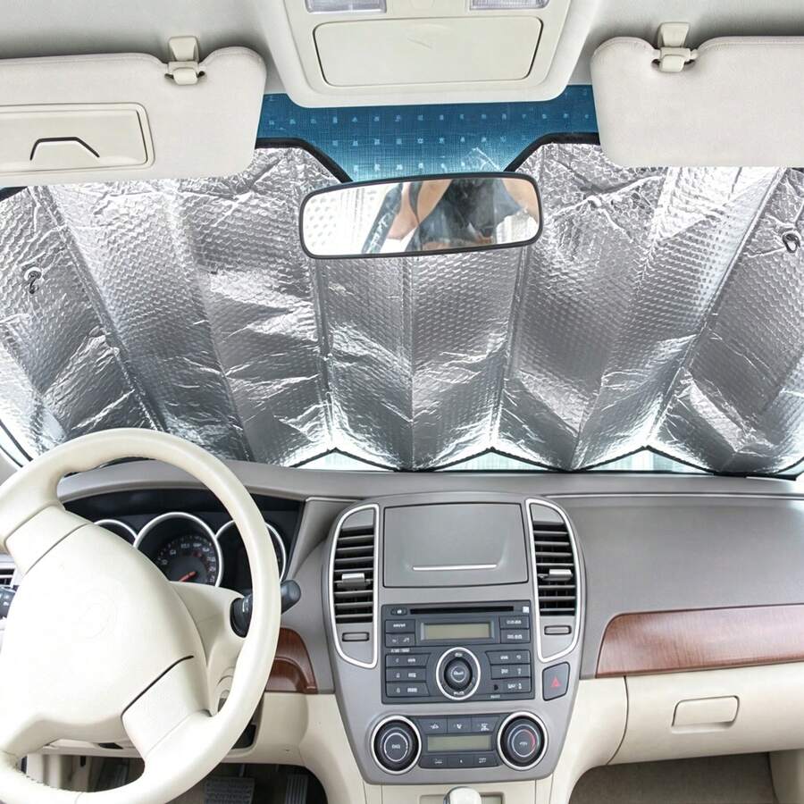 Universal Car Front Windshield Sun Shade - Heat Insulation UV Protection Suction Cup Sunshade, Summer Window Light Block Cover - A - View 1