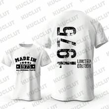 Vintage Made In 1975 T-Shirts For Men 48th Birthday 48 Years T-Shirt Mens T-Shirt Street Fashion Short Sleeve Shirt Men Clothing - Black - View 1