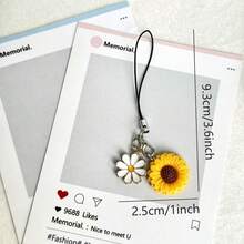 1pc Sunflower Phone Charm Pendant, Healing Style Phone Accessory, Anti-Loss, Gift For Friends - Multicolor - View 8