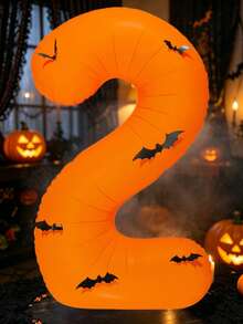 40 Inch Orange Halloween Number Foil Balloons 0-9, With Bat Stickers, Giant Helium Number Balloons, Suitable For Spooky Birthday Party Halloween Photo Booth Decoration - Fluorescent - View 17