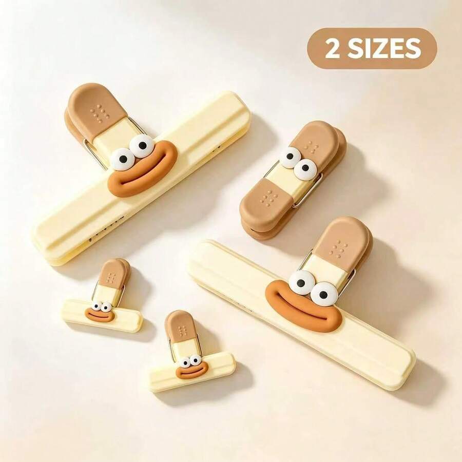 1/2pcs Cute Cartoon Snack Clips, Multi-Functional Food Sealing Clips, Moisture-Proof Fresh-Keeping Clips, Suitable For Kitchen, Office, School - Plastic Snack Bag Sealing Clips, Food Sealing Clips, Home Essential, Food Bag Clips, Picnic Essential, Packaging Bag Accessories, Kitchen Accessories, Kitchen Storage, Kitchen - Multicolor - View 1