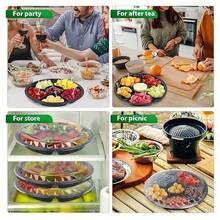 1/2/6/12pcs Round Plastic Snack Trays With Lids - 10.4 Inch Divided Food Storage Trays, Disposable Food Containers, Plastic Tray Storage Boxes, Snack Dispenser, Fruit And Vegetable Platter, Suitable For Parties And Buffets - Multiple Styles - View 6