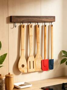 Wall-Mounted Kitchen Utensil Rack/Wooden Wall-Mounted Spoon Holder, Rustic Kitchen Decor, Wall-Mounted Kitchen Storage - View 2