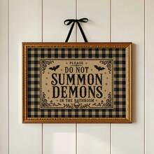 "Please Do Not Summon Demons In The Bathroom" Print – Vintage-Style Halloween Wall Art | Fun Gothic Bathroom Sign (Unframed) - A - View 5