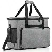 1pc Large Capacity Padded Fabric Sewing Machine Storage Bag With Elastic Mesh Pocket, Carrying Case For Brother, Singer And Other Home Sewing Machines - Craft Supplies Organizer - A - View 2