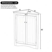 Gray Corner Bathroom Cabinet - 2-Door Freestanding Triangular Cabinet With 3 Shelves, High-Quality MDF Board With Painted Finish, Space-Saving For Bathroom, Kitchen, Living Room (61.5 X 80) - White + MDF + MDF - View 2